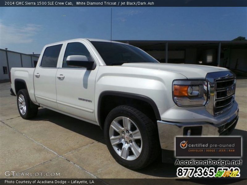 White Diamond Tricoat / Jet Black/Dark Ash 2014 GMC Sierra 1500 SLE Crew Cab
