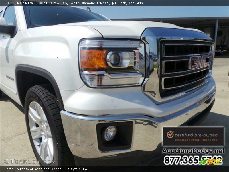 White Diamond Tricoat / Jet Black/Dark Ash 2014 GMC Sierra 1500 SLE Crew Cab