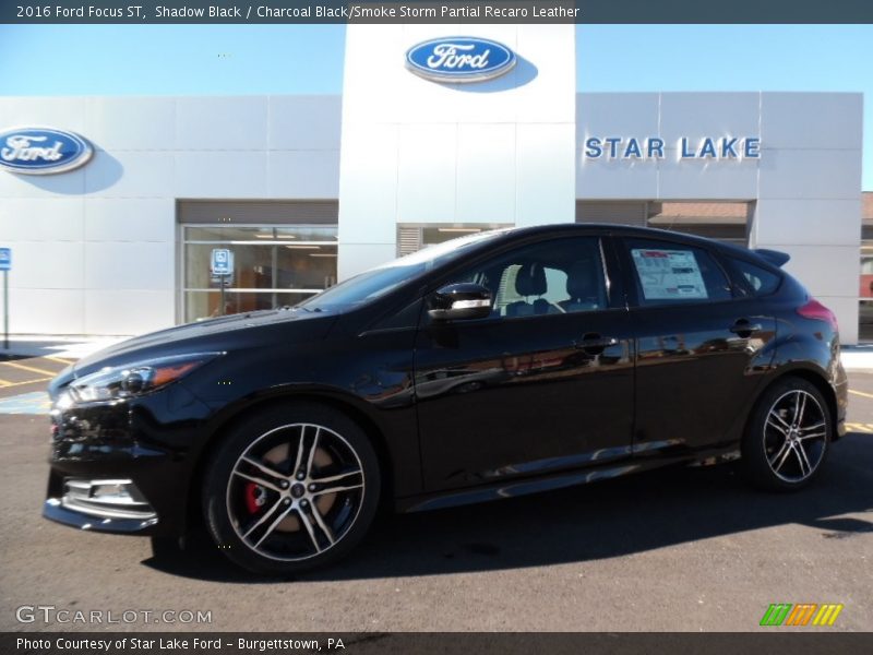 Shadow Black / Charcoal Black/Smoke Storm Partial Recaro Leather 2016 Ford Focus ST