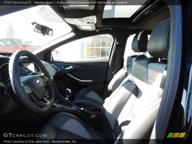 Shadow Black / Charcoal Black/Smoke Storm Partial Recaro Leather 2016 Ford Focus ST
