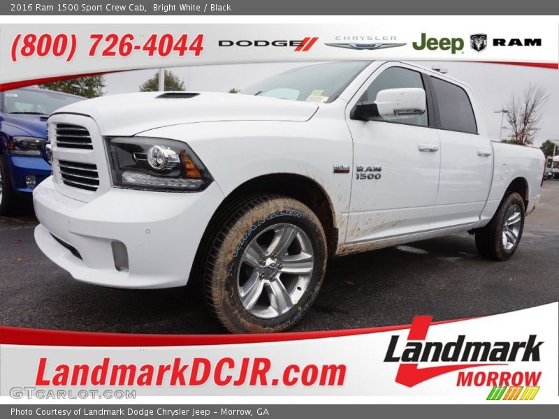 Bright White / Black 2016 Ram 1500 Sport Crew Cab