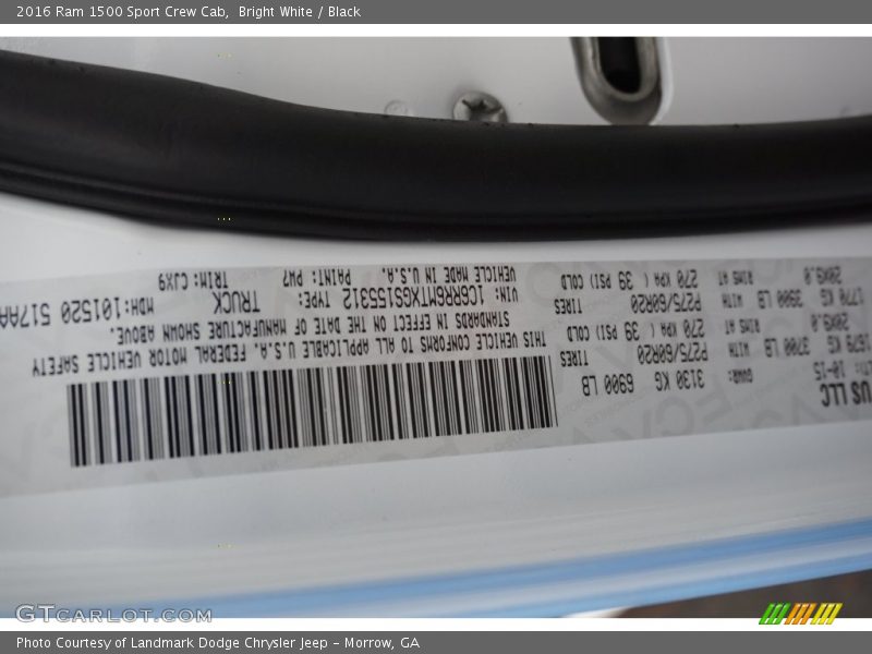 Bright White / Black 2016 Ram 1500 Sport Crew Cab