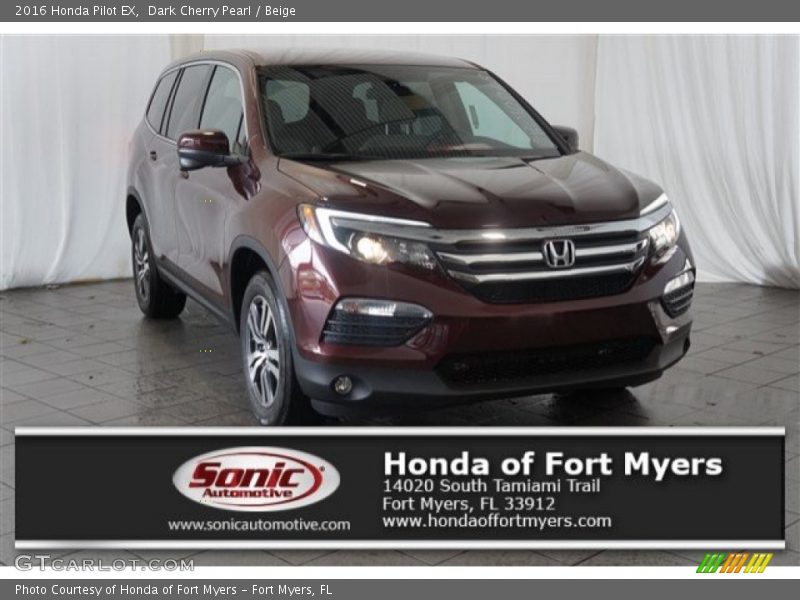 Dark Cherry Pearl / Beige 2016 Honda Pilot EX