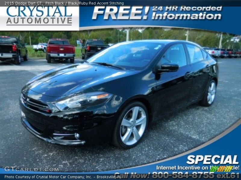 Pitch Black / Black/Ruby Red Accent Stitching 2015 Dodge Dart GT