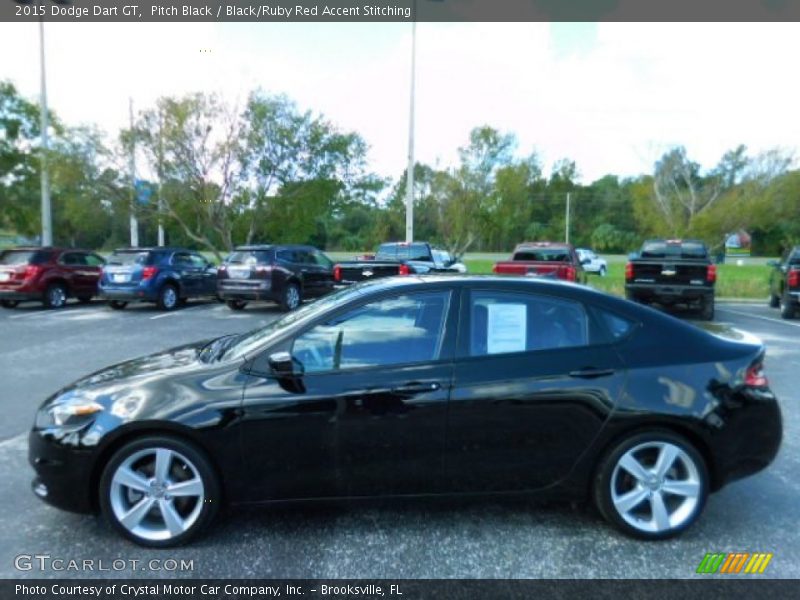 Pitch Black / Black/Ruby Red Accent Stitching 2015 Dodge Dart GT
