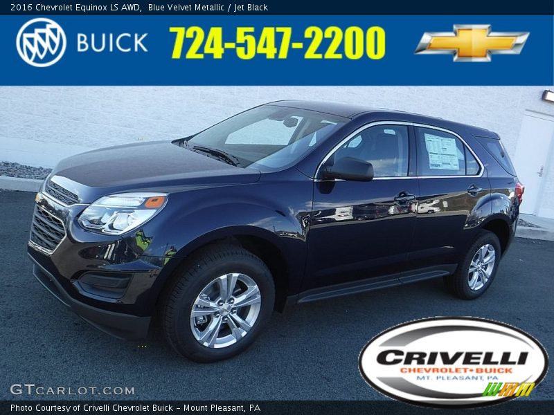 Blue Velvet Metallic / Jet Black 2016 Chevrolet Equinox LS AWD