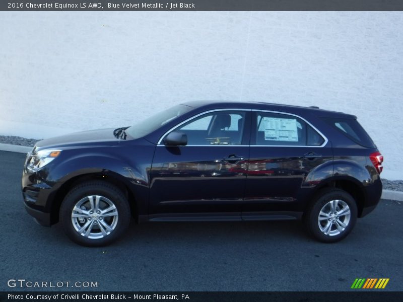 Blue Velvet Metallic / Jet Black 2016 Chevrolet Equinox LS AWD