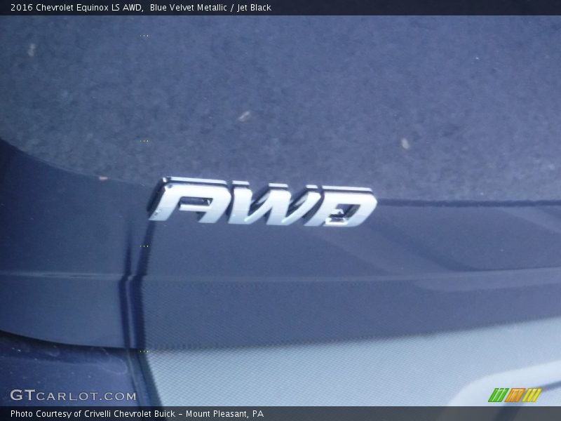 Blue Velvet Metallic / Jet Black 2016 Chevrolet Equinox LS AWD