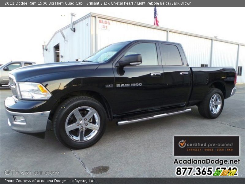 Brilliant Black Crystal Pearl / Light Pebble Beige/Bark Brown 2011 Dodge Ram 1500 Big Horn Quad Cab