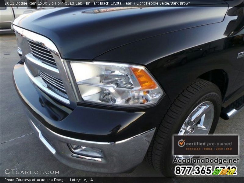 Brilliant Black Crystal Pearl / Light Pebble Beige/Bark Brown 2011 Dodge Ram 1500 Big Horn Quad Cab