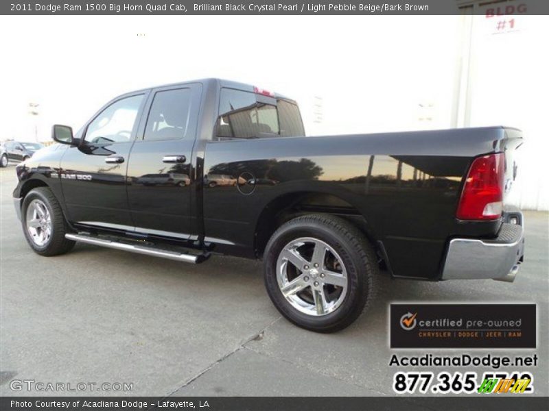 Brilliant Black Crystal Pearl / Light Pebble Beige/Bark Brown 2011 Dodge Ram 1500 Big Horn Quad Cab