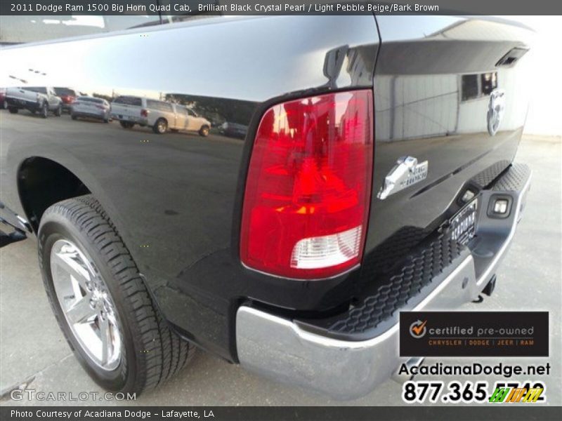 Brilliant Black Crystal Pearl / Light Pebble Beige/Bark Brown 2011 Dodge Ram 1500 Big Horn Quad Cab