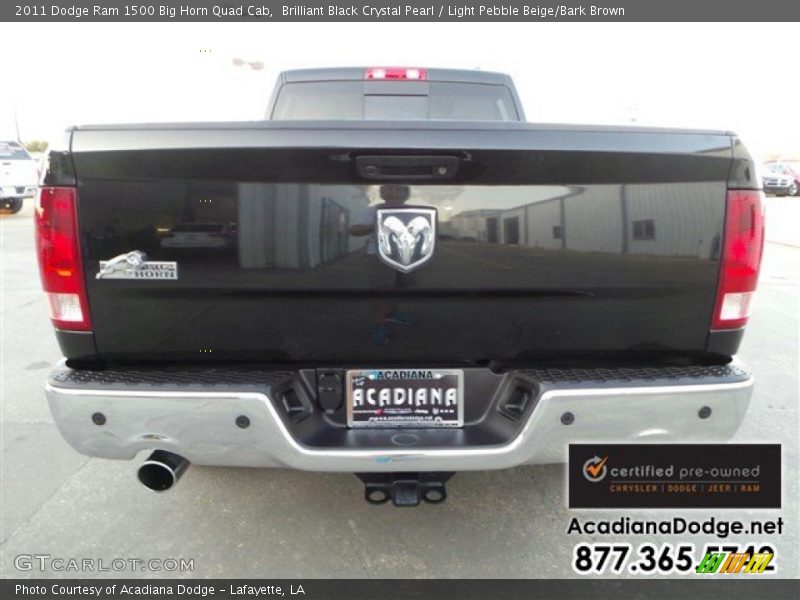 Brilliant Black Crystal Pearl / Light Pebble Beige/Bark Brown 2011 Dodge Ram 1500 Big Horn Quad Cab