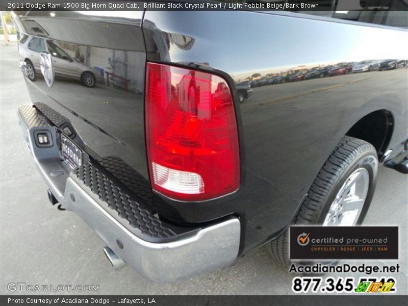 Brilliant Black Crystal Pearl / Light Pebble Beige/Bark Brown 2011 Dodge Ram 1500 Big Horn Quad Cab
