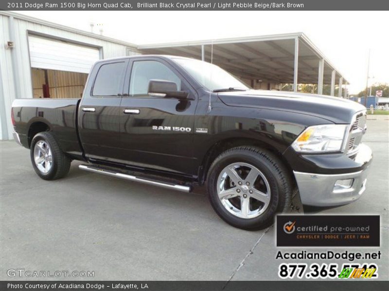Brilliant Black Crystal Pearl / Light Pebble Beige/Bark Brown 2011 Dodge Ram 1500 Big Horn Quad Cab