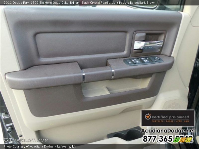 Brilliant Black Crystal Pearl / Light Pebble Beige/Bark Brown 2011 Dodge Ram 1500 Big Horn Quad Cab