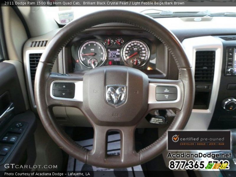 Brilliant Black Crystal Pearl / Light Pebble Beige/Bark Brown 2011 Dodge Ram 1500 Big Horn Quad Cab