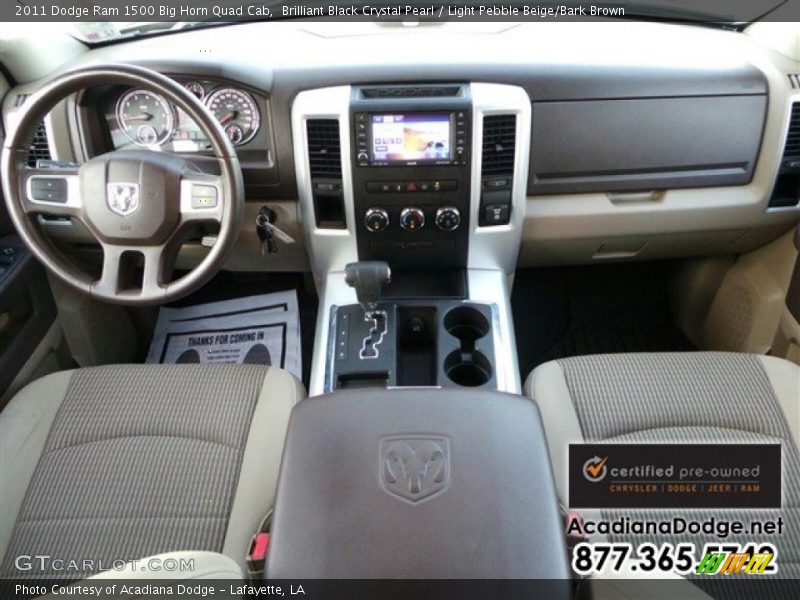 Brilliant Black Crystal Pearl / Light Pebble Beige/Bark Brown 2011 Dodge Ram 1500 Big Horn Quad Cab