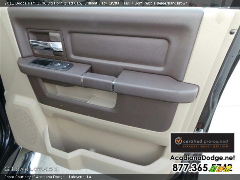 Brilliant Black Crystal Pearl / Light Pebble Beige/Bark Brown 2011 Dodge Ram 1500 Big Horn Quad Cab