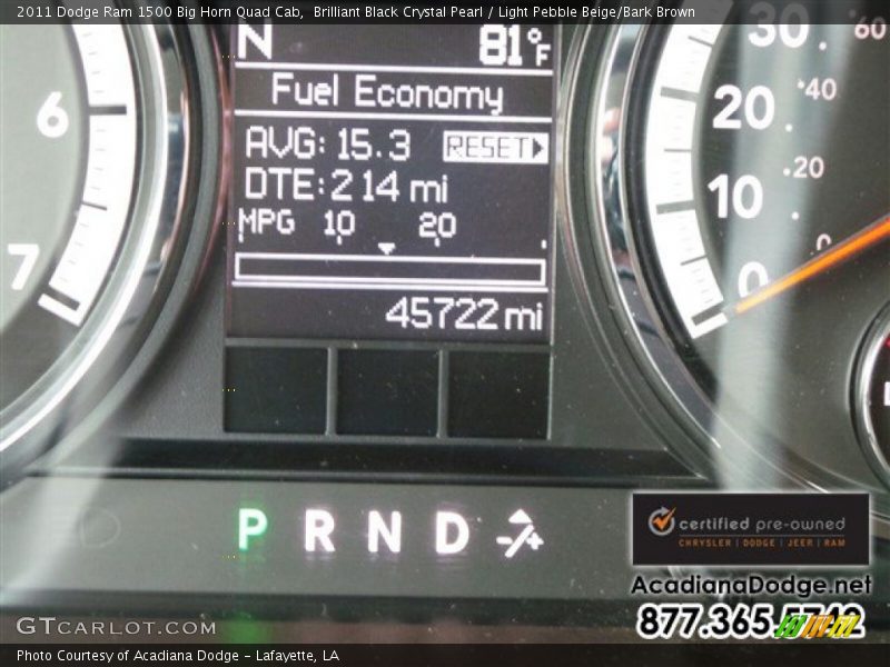 Brilliant Black Crystal Pearl / Light Pebble Beige/Bark Brown 2011 Dodge Ram 1500 Big Horn Quad Cab