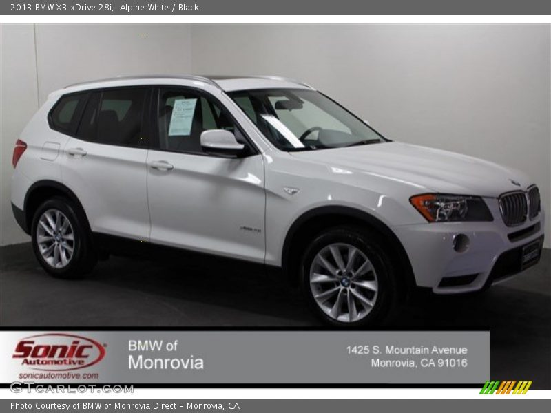 Alpine White / Black 2013 BMW X3 xDrive 28i