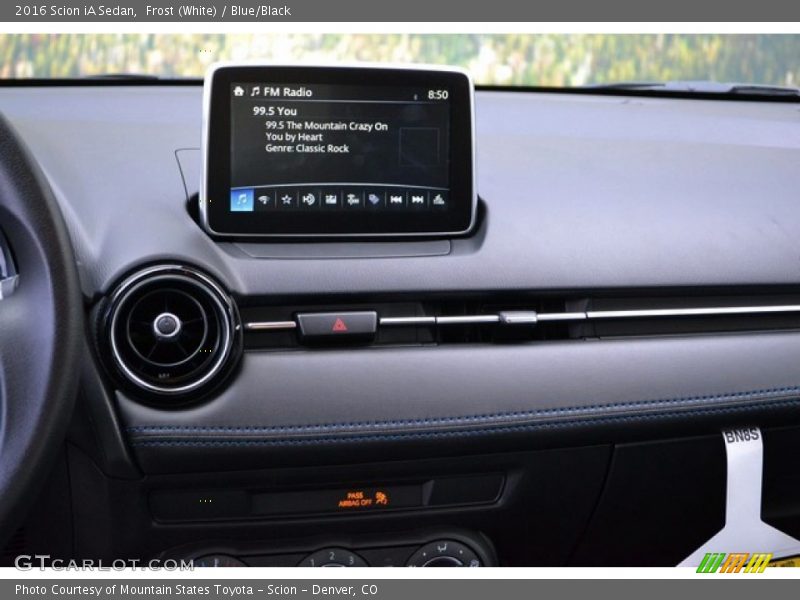 Frost (White) / Blue/Black 2016 Scion iA Sedan