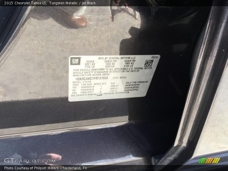Tungsten Metallic / Jet Black 2015 Chevrolet Tahoe LS