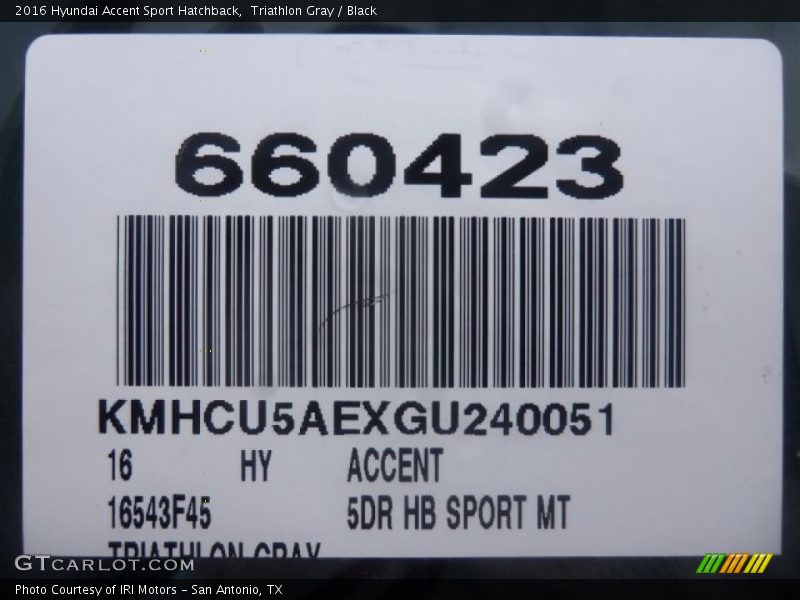 Triathlon Gray / Black 2016 Hyundai Accent Sport Hatchback