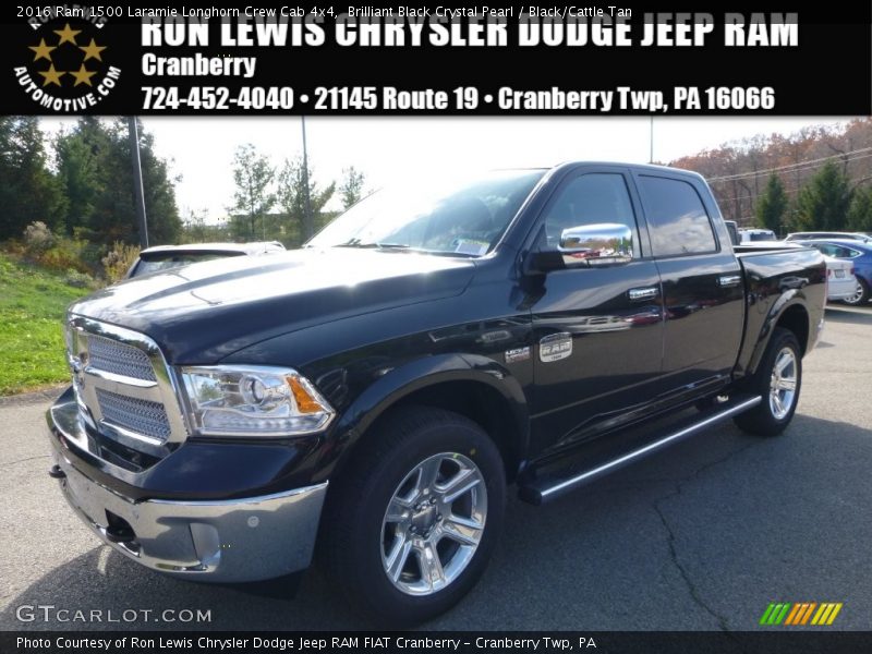 Brilliant Black Crystal Pearl / Black/Cattle Tan 2016 Ram 1500 Laramie Longhorn Crew Cab 4x4