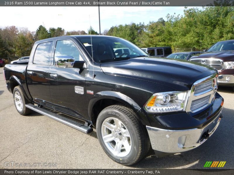 Brilliant Black Crystal Pearl / Black/Cattle Tan 2016 Ram 1500 Laramie Longhorn Crew Cab 4x4