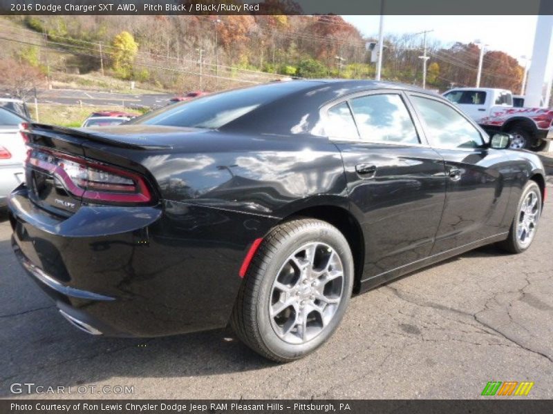 Pitch Black / Black/Ruby Red 2016 Dodge Charger SXT AWD