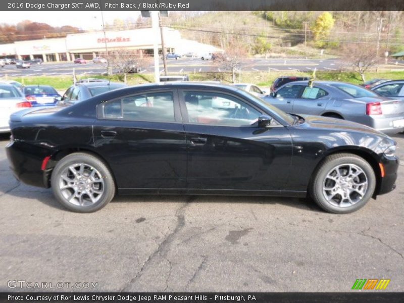 Pitch Black / Black/Ruby Red 2016 Dodge Charger SXT AWD