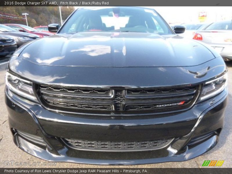 Pitch Black / Black/Ruby Red 2016 Dodge Charger SXT AWD