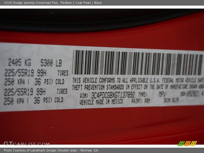 Redline 2 Coat Pearl / Black 2016 Dodge Journey Crossroad Plus