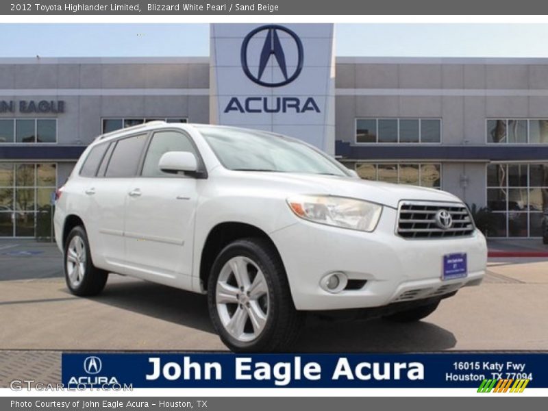 Blizzard White Pearl / Sand Beige 2012 Toyota Highlander Limited