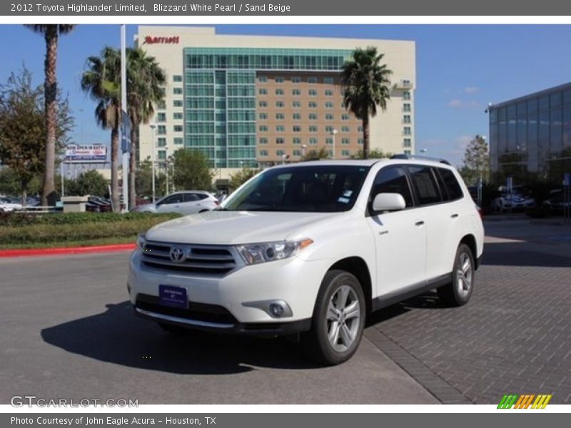 Blizzard White Pearl / Sand Beige 2012 Toyota Highlander Limited