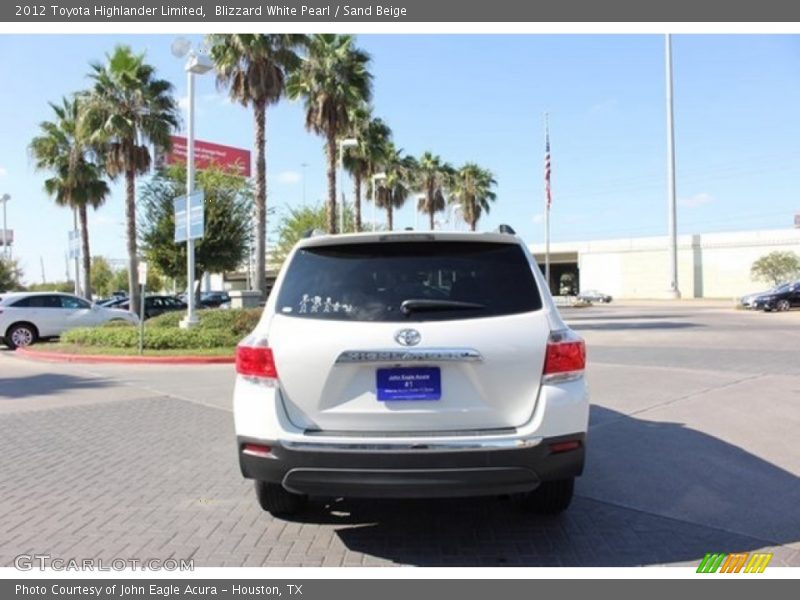 Blizzard White Pearl / Sand Beige 2012 Toyota Highlander Limited