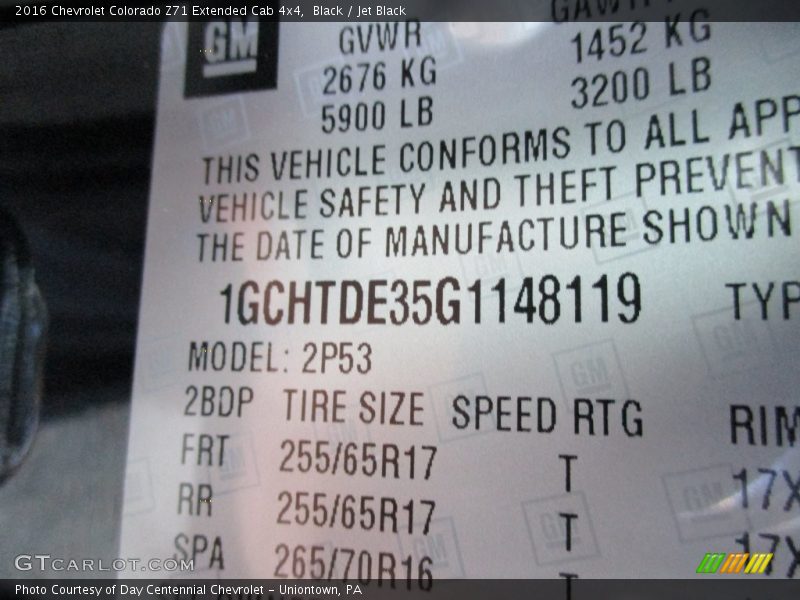 Black / Jet Black 2016 Chevrolet Colorado Z71 Extended Cab 4x4