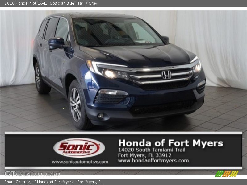 Obsidian Blue Pearl / Gray 2016 Honda Pilot EX-L