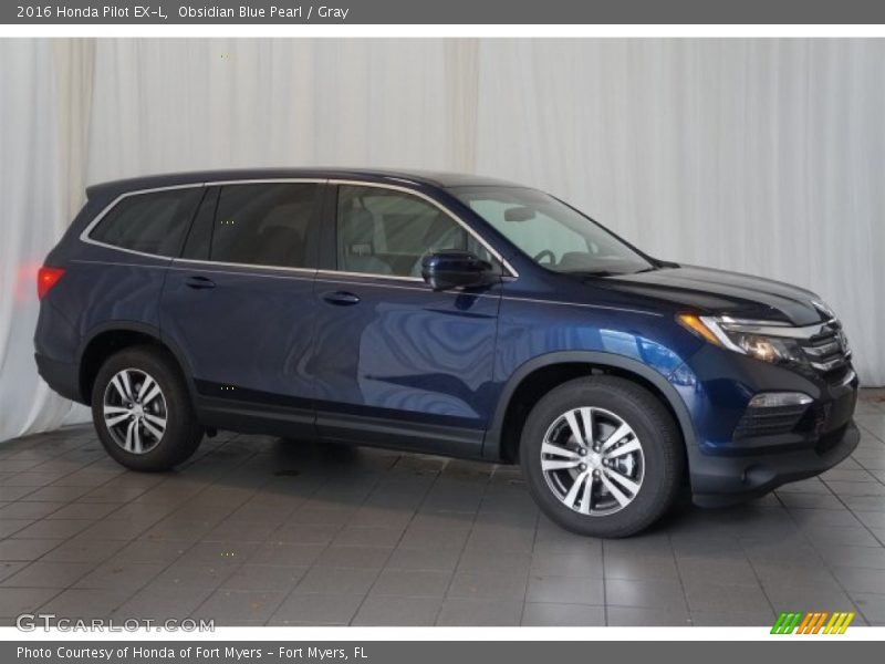 Obsidian Blue Pearl / Gray 2016 Honda Pilot EX-L