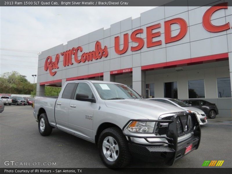 Bright Silver Metallic / Black/Diesel Gray 2013 Ram 1500 SLT Quad Cab