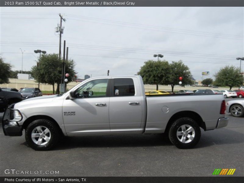 Bright Silver Metallic / Black/Diesel Gray 2013 Ram 1500 SLT Quad Cab