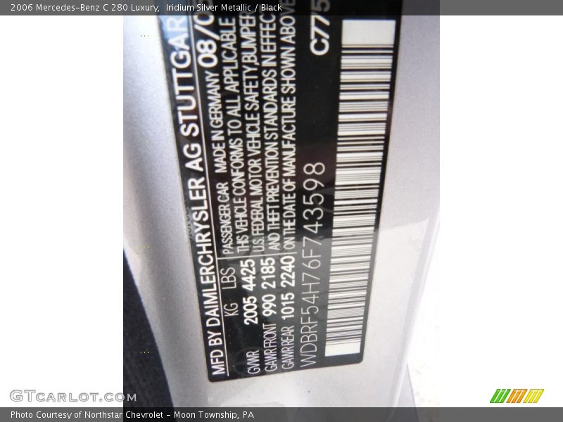 Iridium Silver Metallic / Black 2006 Mercedes-Benz C 280 Luxury
