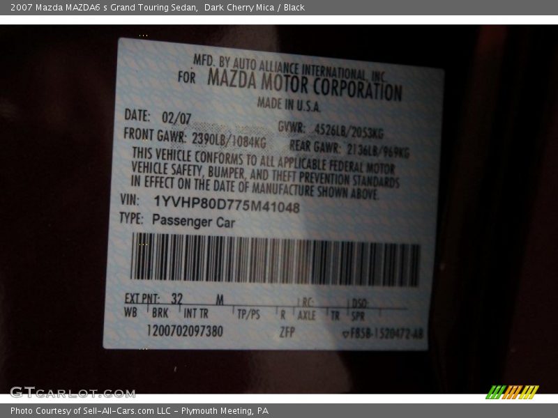 Dark Cherry Mica / Black 2007 Mazda MAZDA6 s Grand Touring Sedan
