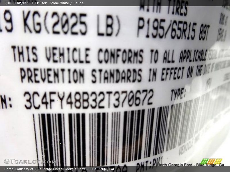 Stone White / Taupe 2002 Chrysler PT Cruiser