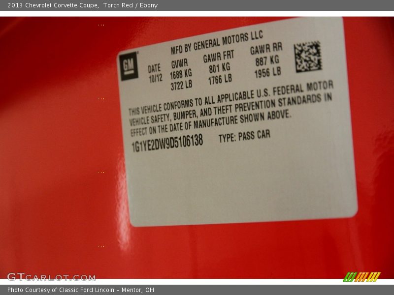 Torch Red / Ebony 2013 Chevrolet Corvette Coupe