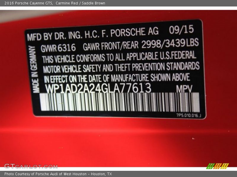 Carmine Red / Saddle Brown 2016 Porsche Cayenne GTS