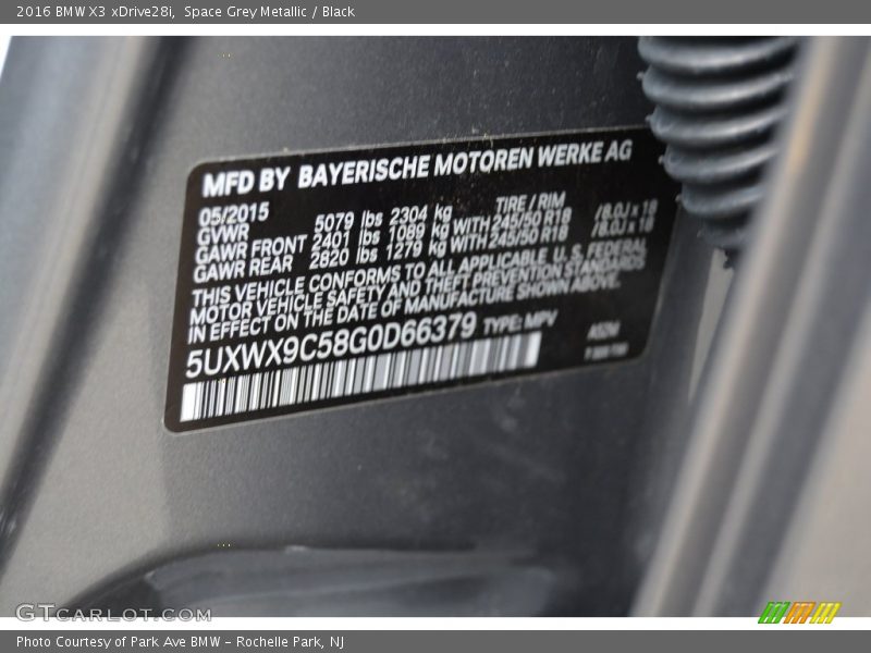 Space Grey Metallic / Black 2016 BMW X3 xDrive28i