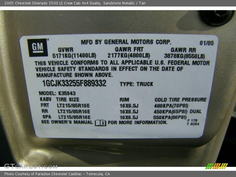 Sandstone Metallic / Tan 2005 Chevrolet Silverado 3500 LS Crew Cab 4x4 Dually
