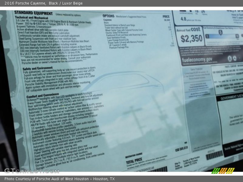 Black / Luxor Beige 2016 Porsche Cayenne